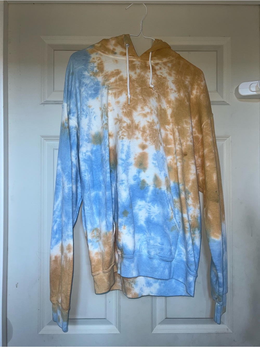 Tie-Dye Blue and Gold Hoodie Sweatshirt - Women